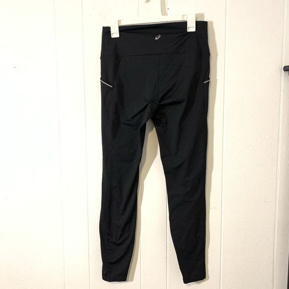 Asics Womens Medium Leggings Running Fitness Fleece Lined Reflective Warm Black - Picture 3 of 5